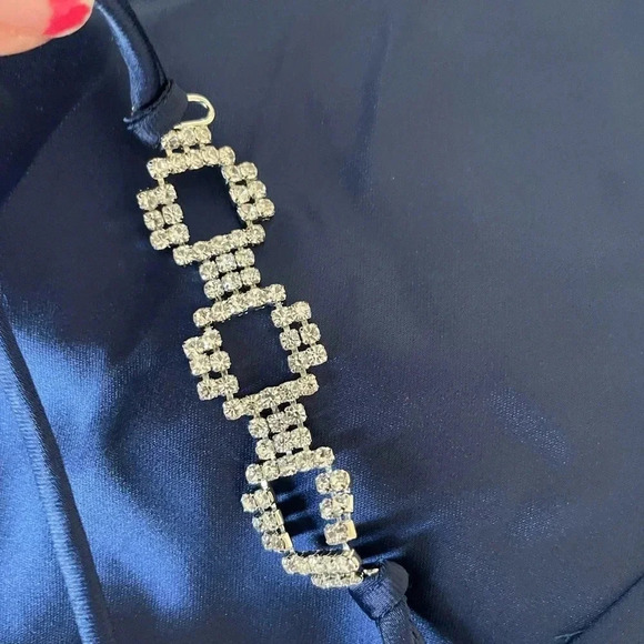 Zara blue back jewel strap satin midi dress - Picture 10 of 11